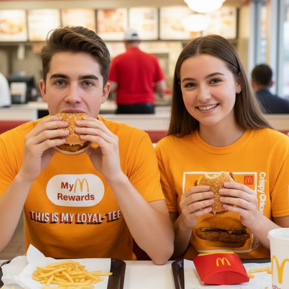 🍟 2 McDonald's Employee T-Shirts Rewards Chicken S 🍔